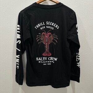 Salty Crew men’s small Lobster Amadeo Bachar Black Long Sleeve Graphic Tee fish